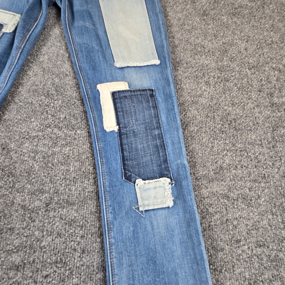 Hudson Patchwork Jeans Womens 30 Blue Straight Leg Denim Made in USA - Picture 9 of 12